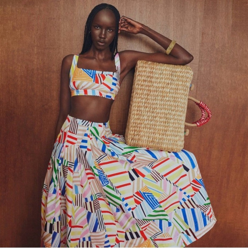 Women Pleated Poplin Madras Midi Skirt - Rosie Assoulin Multi 10